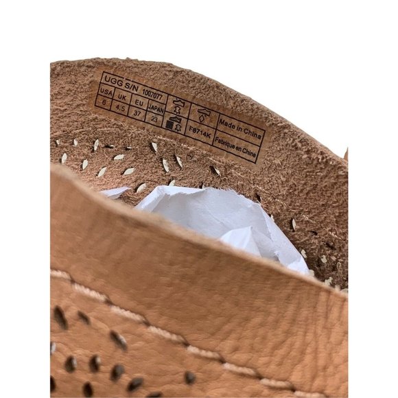 Ugg Charlotte Seaweed Perf Booties Brown Leather Laser Cut Zip US 6 EU37  AU 5.5 - Picture 7 of 11